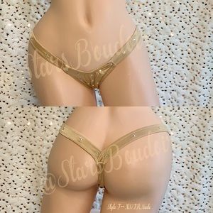 New Sexy Exotic Dance Wear 🧥Nude💎 X-Wide Thing Botton W/Rhinestone💎 Accents